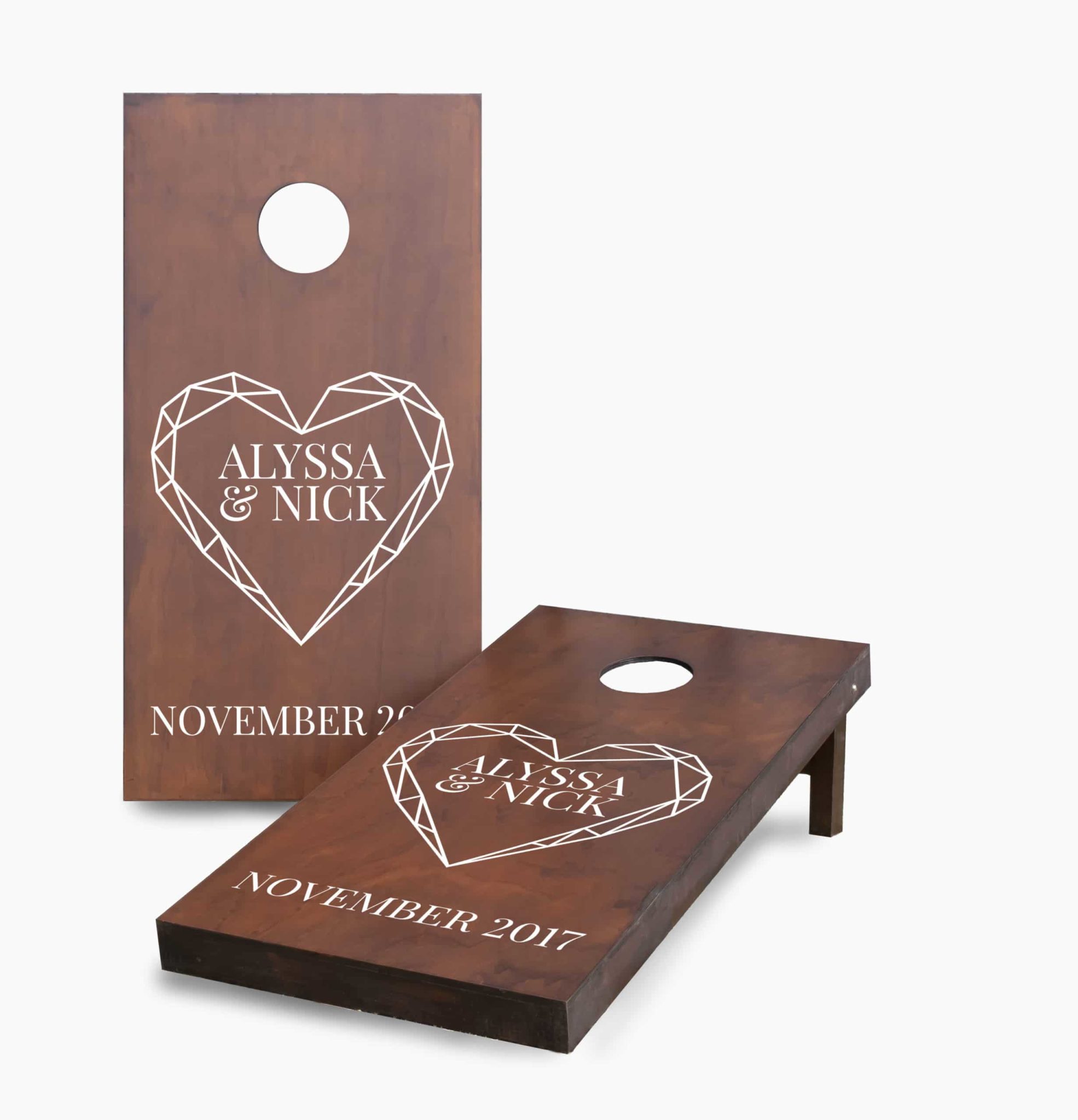 Stained Personalized Geometric Heart Cornhole Game