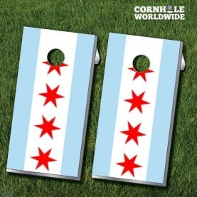 Chicago City Flag Cornhole Boards Chicago City Flag Cornhole Boards