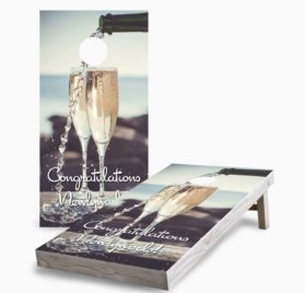 Personalized Champagne Pour on the Beach scaled - Personalized Champagne Pour on the Beach Cornhole Game - - Cornhole Worldwide