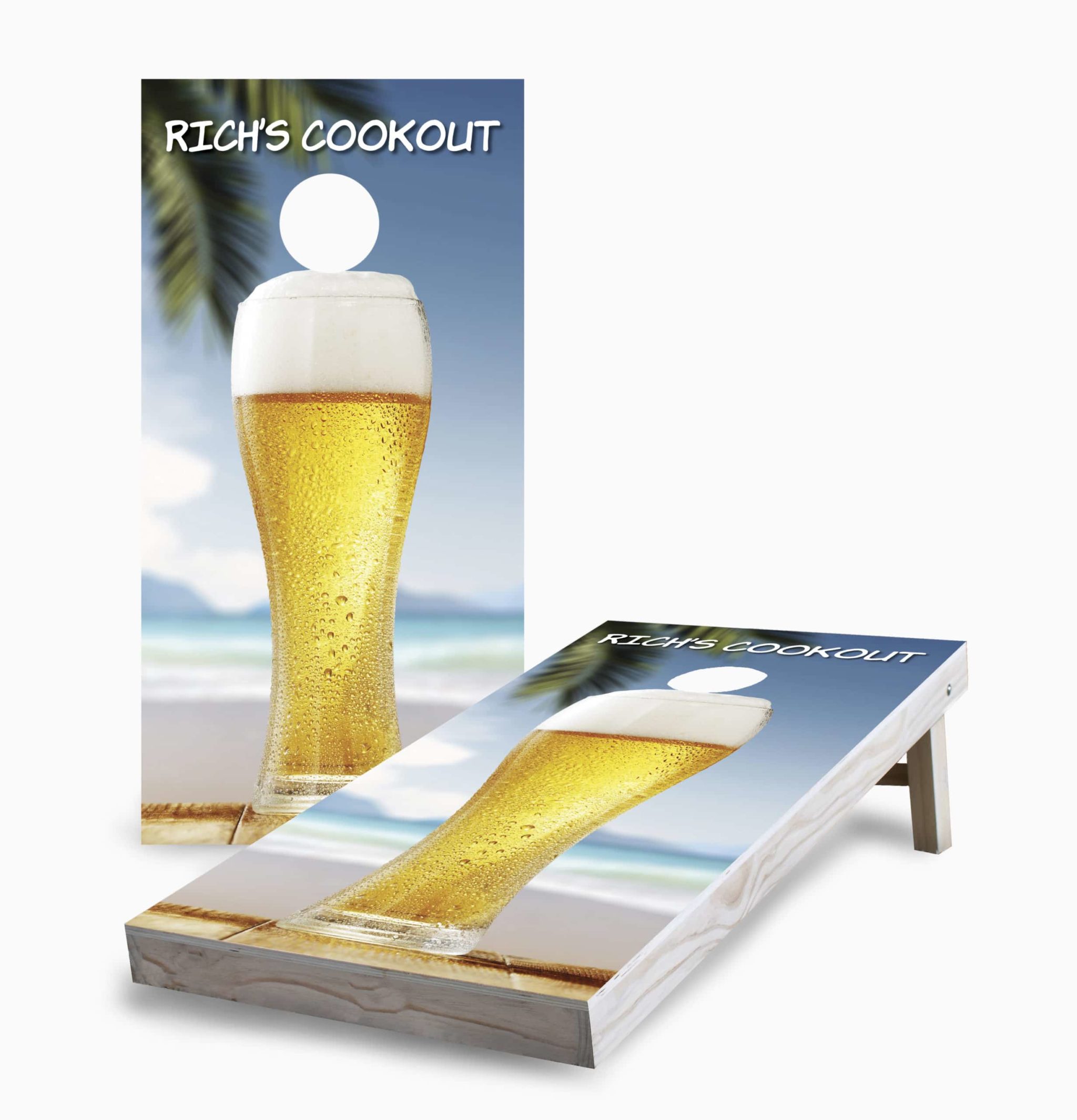 Personalized Cold Beer On The Beach Cornhole Game
