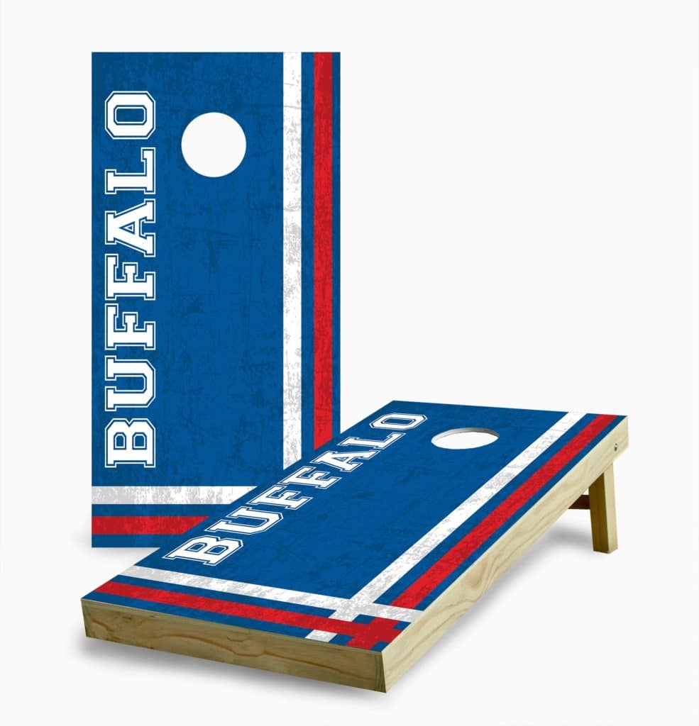 Buffalo Bills Cornhole Board Vinyl Wrap Decal – Ripped Metal Look, Miller Graphics