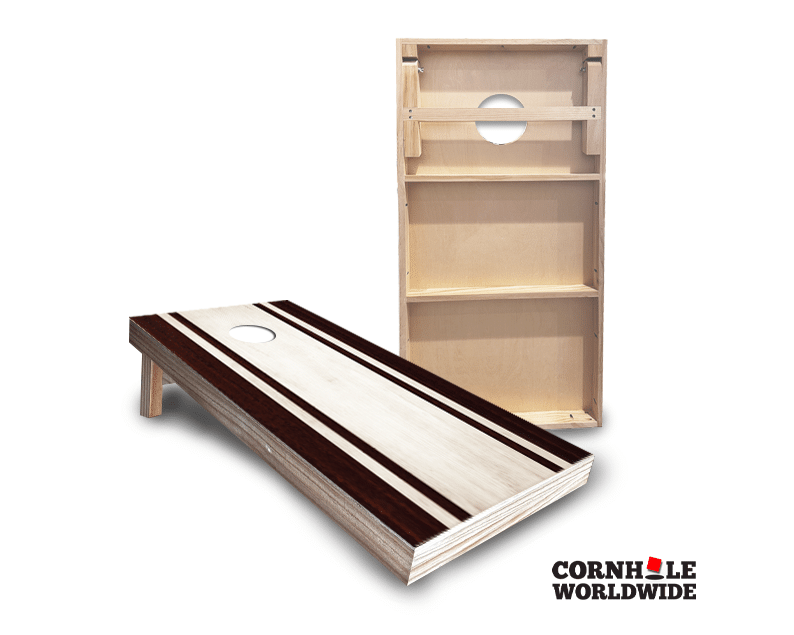 Red Tone Light Wood Plank Cornhole Boards | Game & Bags
