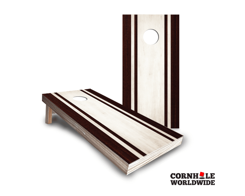 Red Tone Light Wood Plank Cornhole Boards | Game & Bags