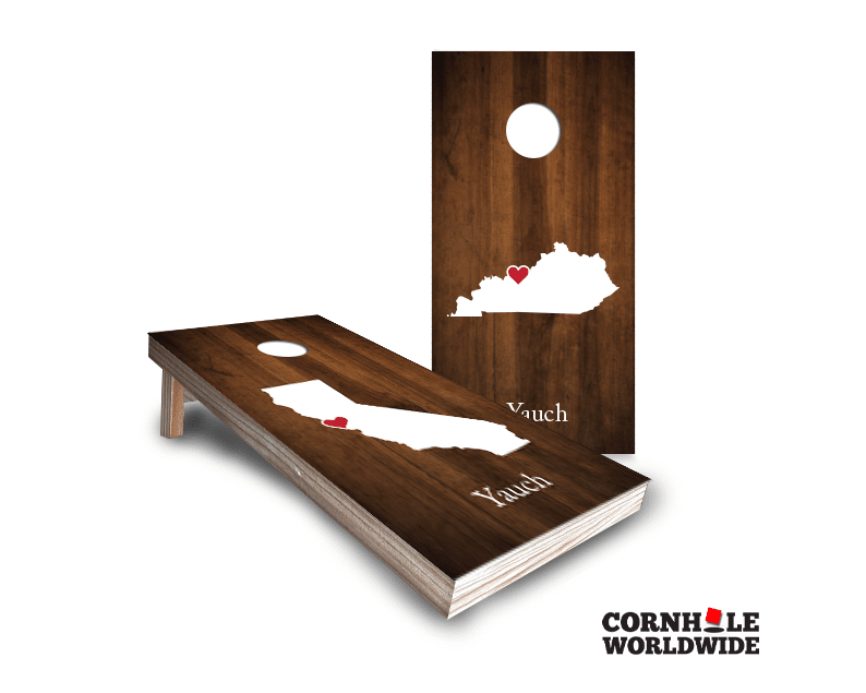 Personalized Stained Wedding with Home States Cornhole Game